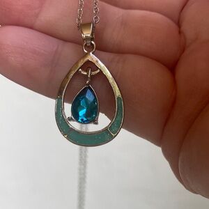 Elegant Silver Necklace with Blue Pendant